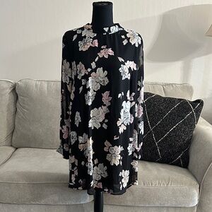 ASTR Black Dress with Pink and White Floral Print